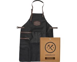 Old West BBQ Schort Barbecue Schort Leer - Zwart