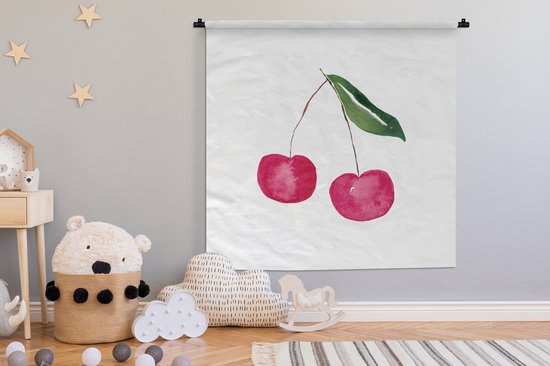 Tapisserie - Tapisserie - Cerises - Fruits rouges - Wit - 150x150 cm - Tapisserie