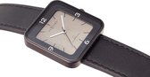 NeXtime - Horloge - 38 x 38 mm - Metaal - Zwart - 'Square Wrist'