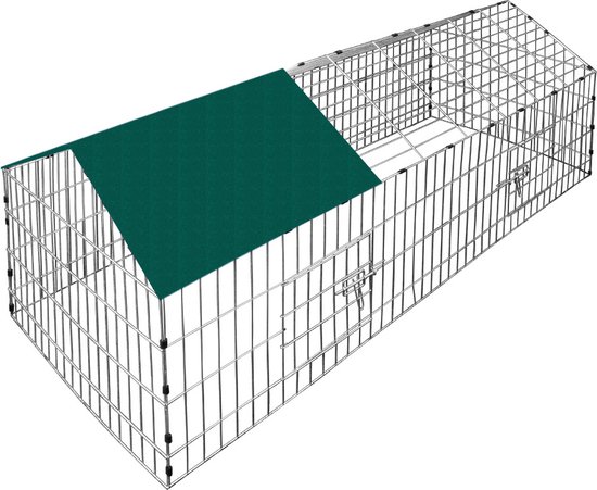 Monzana Konijnenren - Metaal Buitenren Overdekt 180 x 75 cm - Groen