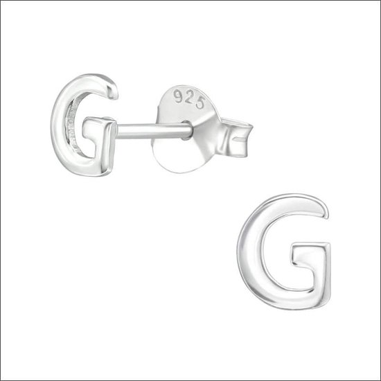 Aramat jewels ® - Zilveren initiaal oorbellen letter g 925 zilver 4x5mm