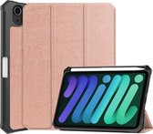 iPad Mini 6 Hoes Book Case Cover Tablet Hoes Met Pencil Houder - Rosé Goud
