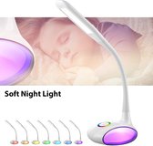 WILIT Q8B 6W bureaulamp met 38 LED's, nachtlamp slaapkamer met 256 RGB-kleur veranderende sfeer licht, bedlampje Touch Dimmable 3 helderheidsniveaus voor lezen, werken, studeren Wit