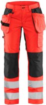 Blaklader Dames werkbroek High Vis met stretch 7163-1811 - High Vis Rood/Zwart - C40