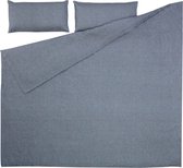 Kave Home - Set Eglant blauw dekbedovertrek, hoeslaken, kussenhoes GOTS katoen & linnen 150 x 190 cm