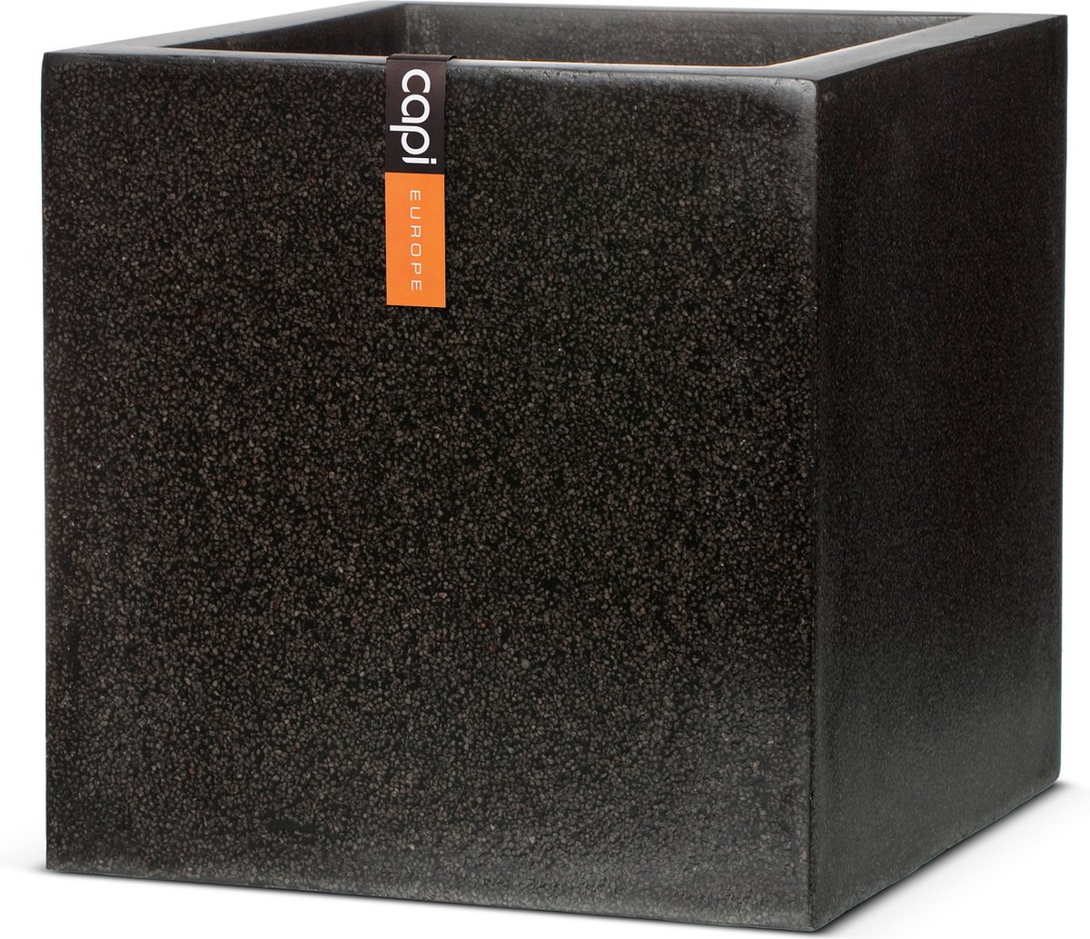 Capi Europe Pot de fleurs carré Terrazzo - 80x80 - Noir