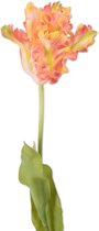 Viv! Home Luxuries Tulp Papegaai - zijden bloem - roze geel - 71cm - Topkwaliteit