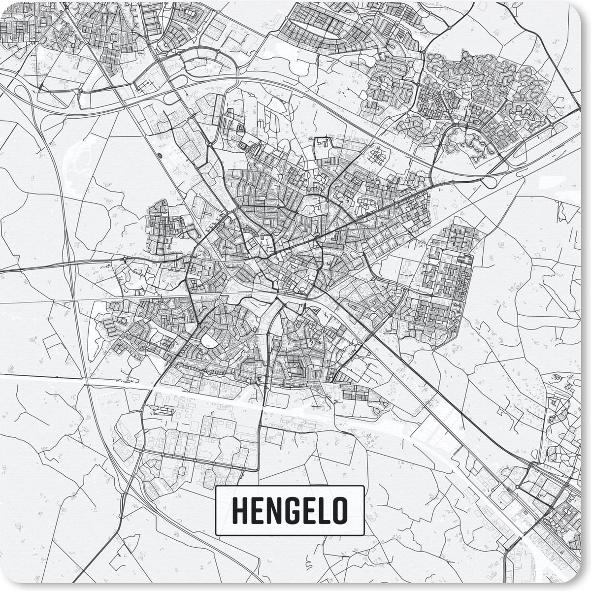 Muismat 30x30 cm - Mousepad Stadskaart Hengelo - Muismatten