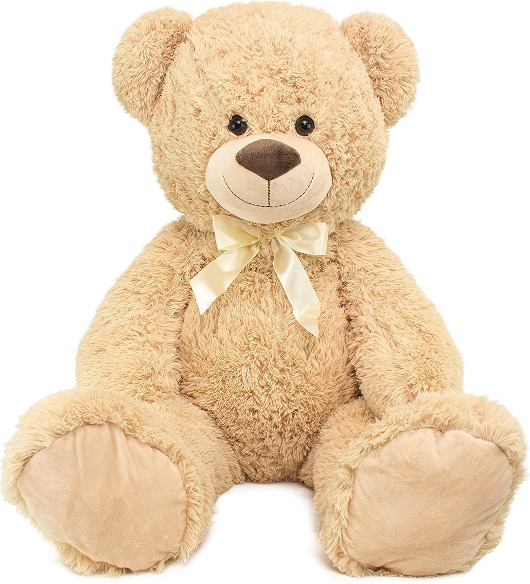BRUBAKER - XXL Beige Knuffel Beer - Teddybeer - 100cm - Knuffels - Pluche - Beer 100cm - Hoge kwaliteit Knuffeldier - Teddybear Groot - Knuffelbeer - Valentijn Cadeau — afbeelding 6