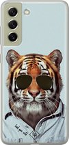 Samsung S21 FE hoesje siliconen - Tijger wild | Samsung Galaxy S21 FE case | blauw | TPU backcover transparant