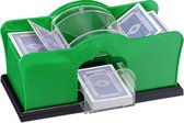 Relaxdays Kaartenschudmachine - handmatig - voor 2 decks - kaartenschudder - groen