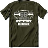 65 Jaar Legend T-Shirt | Zilver - Wit | Grappig Verjaardag en Feest Cadeau | Dames - Heren - Unisex | Kleding Kado | - Leger Groen - S