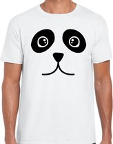 Panda / pandabeer gezicht verkleed t-shirt wit voor heren - Carnaval fun shirt / kleding / kostuum S