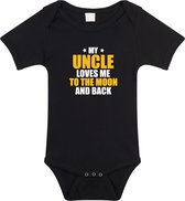 Uncle loves me to the moon and back oom tekst baby rompertje zwart jongens en meisjes - Beste Oom kraamcadeau/ Aankondiging zwangerschap 92 (18-24 maanden)