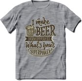 I Make Beer Disappear T-Shirt | Bier Kleding | Feest | Drank | Grappig Verjaardag Cadeau | - Donker Grijs - Gemaleerd - S