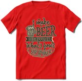 I Make Beer Disappear T-Shirt | Bier Kleding | Feest | Drank | Grappig Verjaardag Cadeau | - Rood - XL