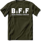 Beer Friends Forever T-Shirt | Bier Kleding | Feest | Drank | Grappig Verjaardag Cadeau | - Leger Groen - L