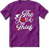 The Love Thief - Valentijn T-Shirt | Grappig Valentijnsdag Cadeautje voor Hem en Haar | Dames - Heren - Unisex | Kleding Cadeau | - Paars - XXL
