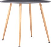 Decoways - Eettafel 90x73,5 cm MDF grijs en eikenkleurig