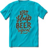 Eat Sleep Beer Repeat T-Shirt | Bier Kleding | Feest | Drank | Grappig Verjaardag Cadeau | - Blauw - XXL