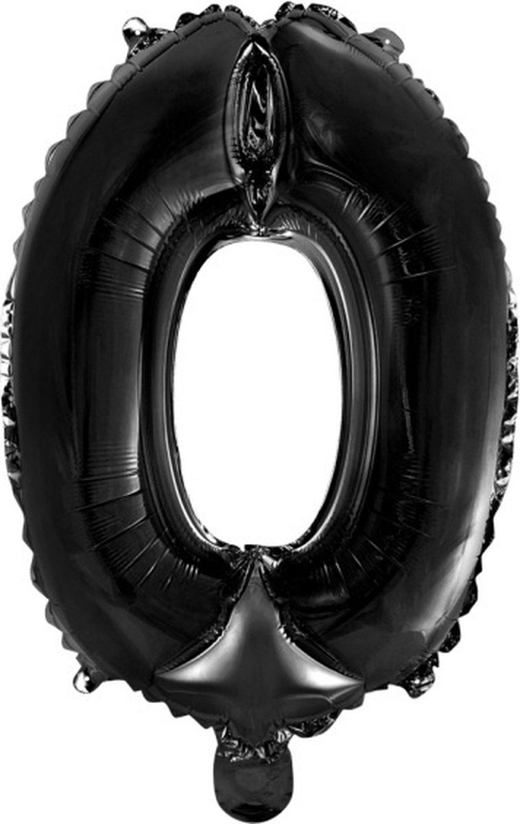 Folie Ballon Cijfer 0 zwart 41 cm