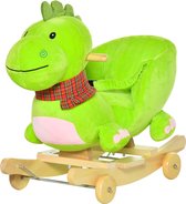 HOMCOM Schommelpaard pluche schommeldier paard liedjes speelgoed kinderen babyschommel 330-068