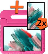 Hoes Geschikt voor Samsung Galaxy Tab A8 Hoes Bumper Kindvriendelijk Kids Case Met 2x Screenprotector - Hoesje Geschikt voor Samsung Tab A8 Hoesje Shockproof Cover Hoes - Roze