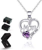 Luxore Collier "I Love You Mom" - Cadeau pour Maman - Surprise - Coffret Cadeau - Argenté - Saint-Valentin
