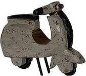 Beeld  - houten scooter - grijs hout  - decoratief - robuust  -  H15cm