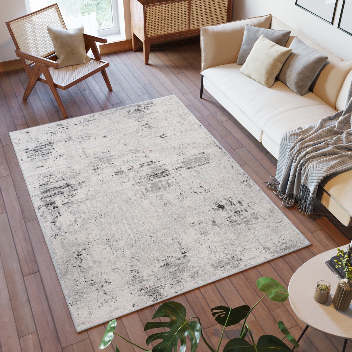 Tapiso Troya Vloerkleed Woonkamer Slaapkamer Grijs Lijnen Design Eyecatcher Interieur Stij
