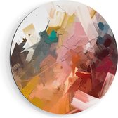 Artaza Dibond Muurcirkel Abstracte Kunst - Kleurrijke Olieverf - Ø 70 cm - Wandcirkel - Rond Schilderij - Voor Binnen en Buiten