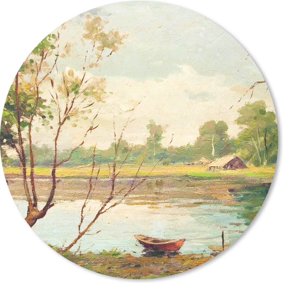 Muismat rond 20x20 cm - Mousepad Boot - Zomer - Olieverf - Ronde muismatten
