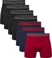Comfortabel & Zijdezacht Bamboo Basics Rico - Bamboe Boxershorts Heren (Multipack 7 stuks) - Onderbroek - Ondergoed - Zwart, Navy & Rood - XL