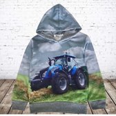 Grijze hoodie met trekker h132A -s&C-110/116-Hoodie jongens