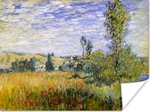Poster Landschap bij Vetheuil - Schilderij van Claude Monet - 40x30 cm