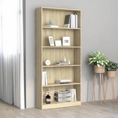 vidaXL Boekenkast met 5 schappen 80x24x175 cm spaanplaat eikenkleur