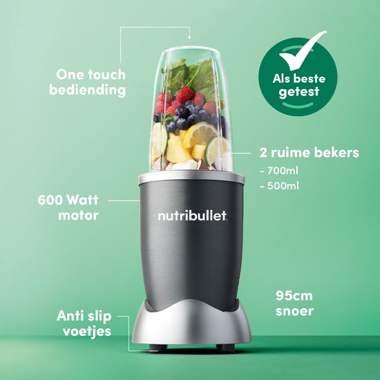 Nutribullet Original Blender - 600 Watt - 8-delig - Grijs van Nutribullet — afbeelding 2