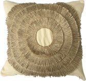 Rond design stoffen kussen met franjes, 44x44 cm - ROLAND