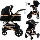 Ding Marly 3 in 1 Kinderwagen - Zwart/Rose - Combi Kinderwagen incl. Autostoel