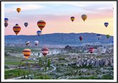 Poster van luchtballonnen over Turkije - 13x18 cm