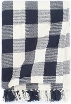 Decoways - Plaid geblokt 220x250 cm katoen marineblauw