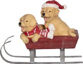 Kerstdecoratie Beeld Hond 28*13*22 cm Beige, Bruin Kunststof Decoratief Figuur Decoratieve Accessoires Kerstdecoratie voor Binnen