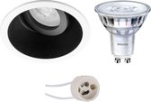 LED Spot Set - Proma Zano Pro - GU10 Fitting - Inbouw Rond - Mat Zwart/Wit - Kantelbaar - Ø93mm - Philips - SceneSwitch 827 36D - 1.5W-5W - Warm Wit 2200K-2700K - Dimbaar