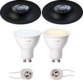 Primux Nora Pro - Inbouw Rond - Mat Zwart - Ø82mm - Philips Hue - LED Spot Set GU10 - White Ambiance - Bluetooth