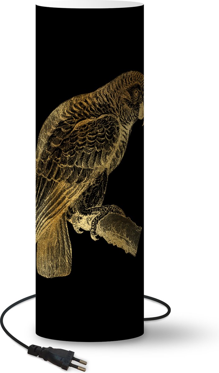 Lamp - Nachtlampje - Tafellamp slaapkamer - Vintage - Papegaai - Design - Goud - 60 cm hoog - Ø19.1 cm - Inclusief LED lamp