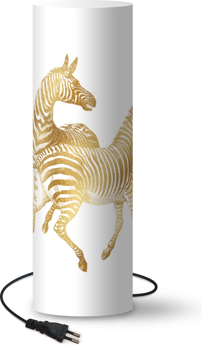 Lamp - Nachtlampje - Tafellamp slaapkamer - Vintage - Zebra - Goud - 70 cm hoog - Ø22.3 cm - Inclusief LED lamp