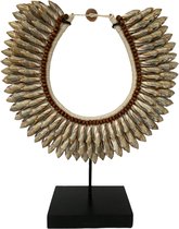 Schelpenketting op standaard - ornament HORUS | grijs - beige