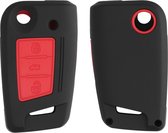 kwmobile hoes voor autosleutel compatibel met VW Golf 7 MK7 3-knops autosleutel - Autosleutelbehuizing in zwart / rood - design
