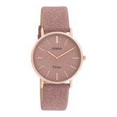 OOZOO Vintage series - Rosé gouden horloge met oud roze leren band - C20201 - Ø32