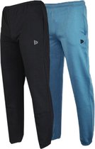 2-Pack Donnay Joggingbroek met boord - Sportbroek - Heren - Maat L - Black/Vintage blue